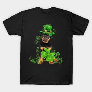 Lucky Rottweiler Shamrock St Patrick's Day T-Shirt